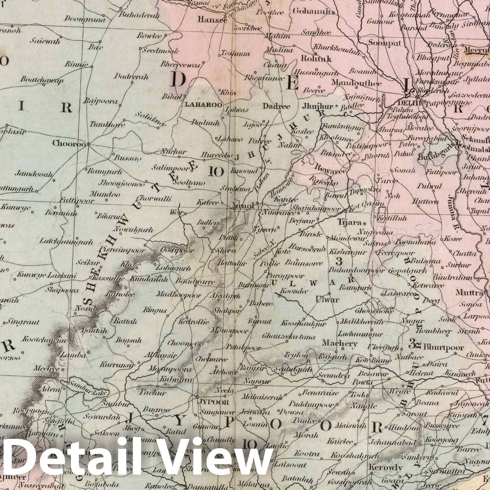 Rajasthan and Delhi Region, India - Plate No. 9, 1856 Historical Map