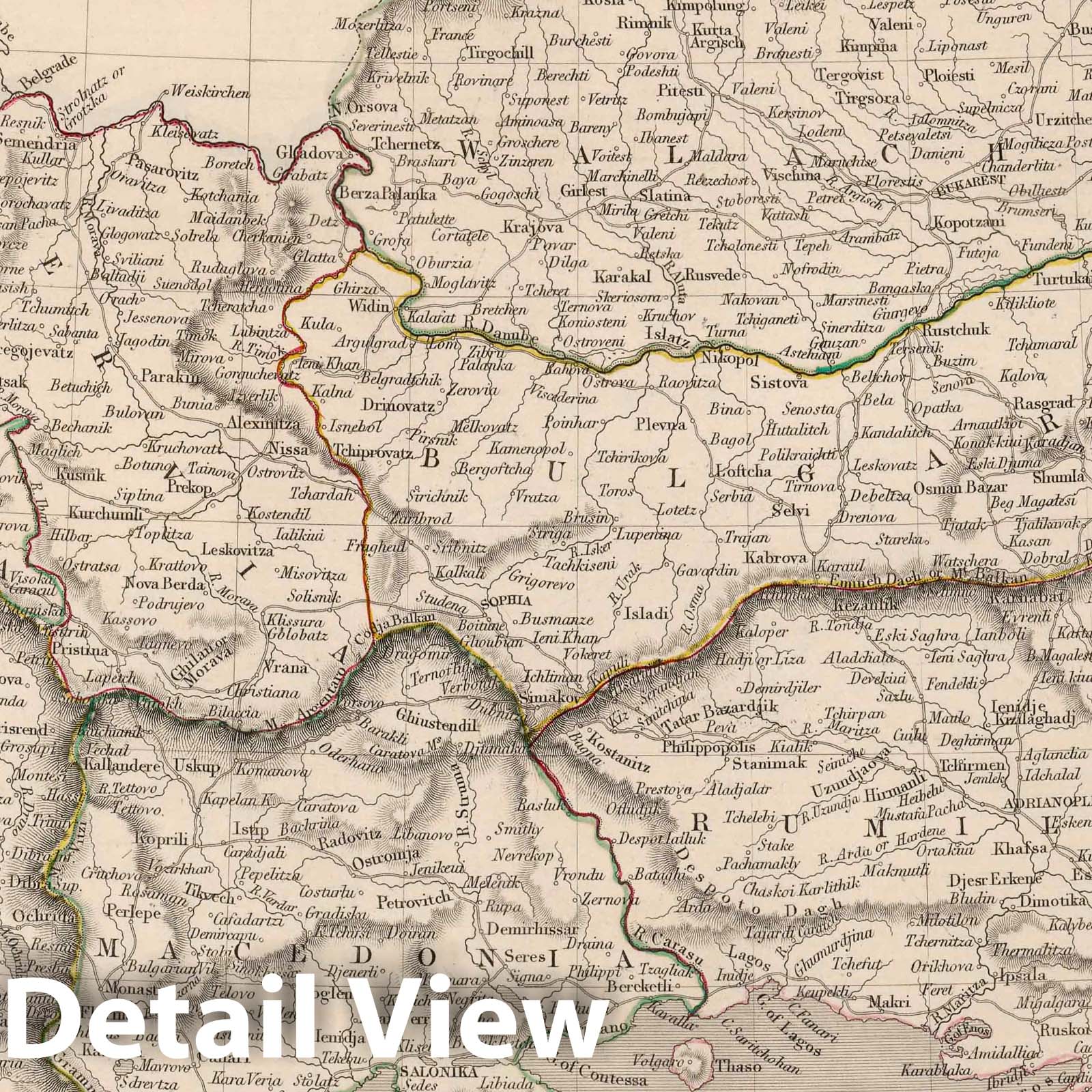 Turkey in Europe, 1841 - Historical Map Print from Black's General Atlas