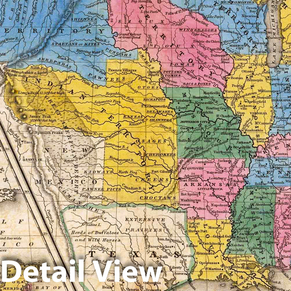United States, Texas, Mexico and Guatemala, 1839 - Historical Map Print