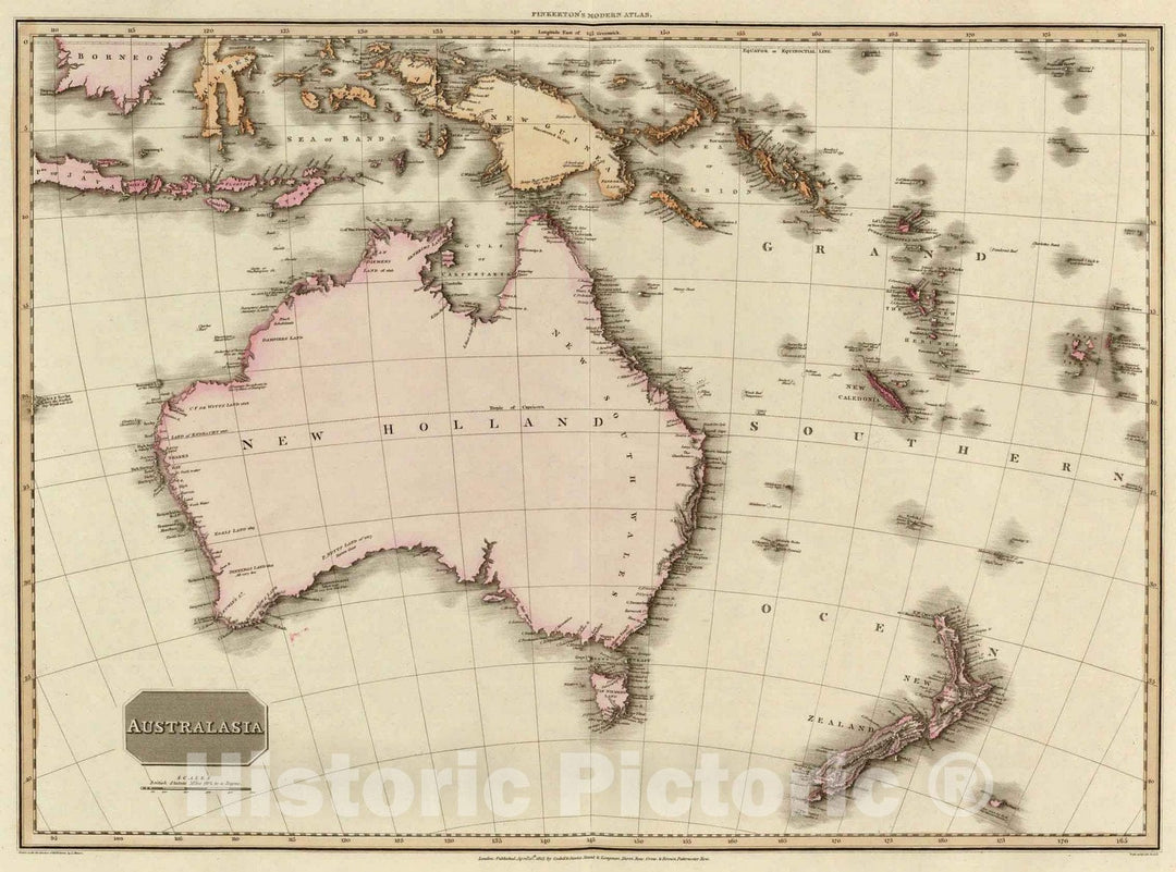 Historic Map : World Atlas Map, Australasia. 1813 - Vintage Wall Art