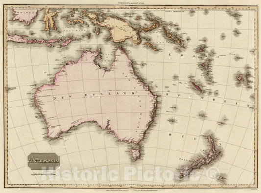 Historic Map : World Atlas Map, Australasia. 1813 - Vintage Wall Art