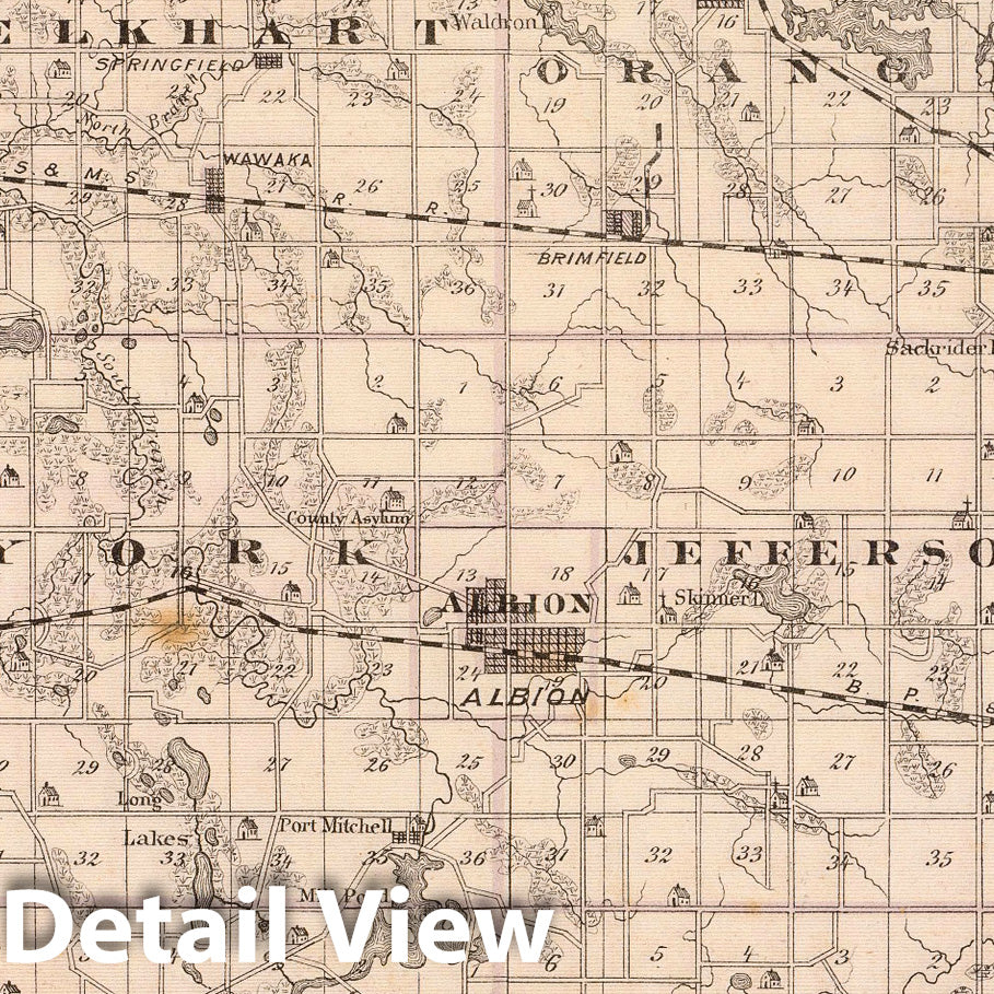 Historic Map : Map of Noble County, 1876 - Vintage Wall Art