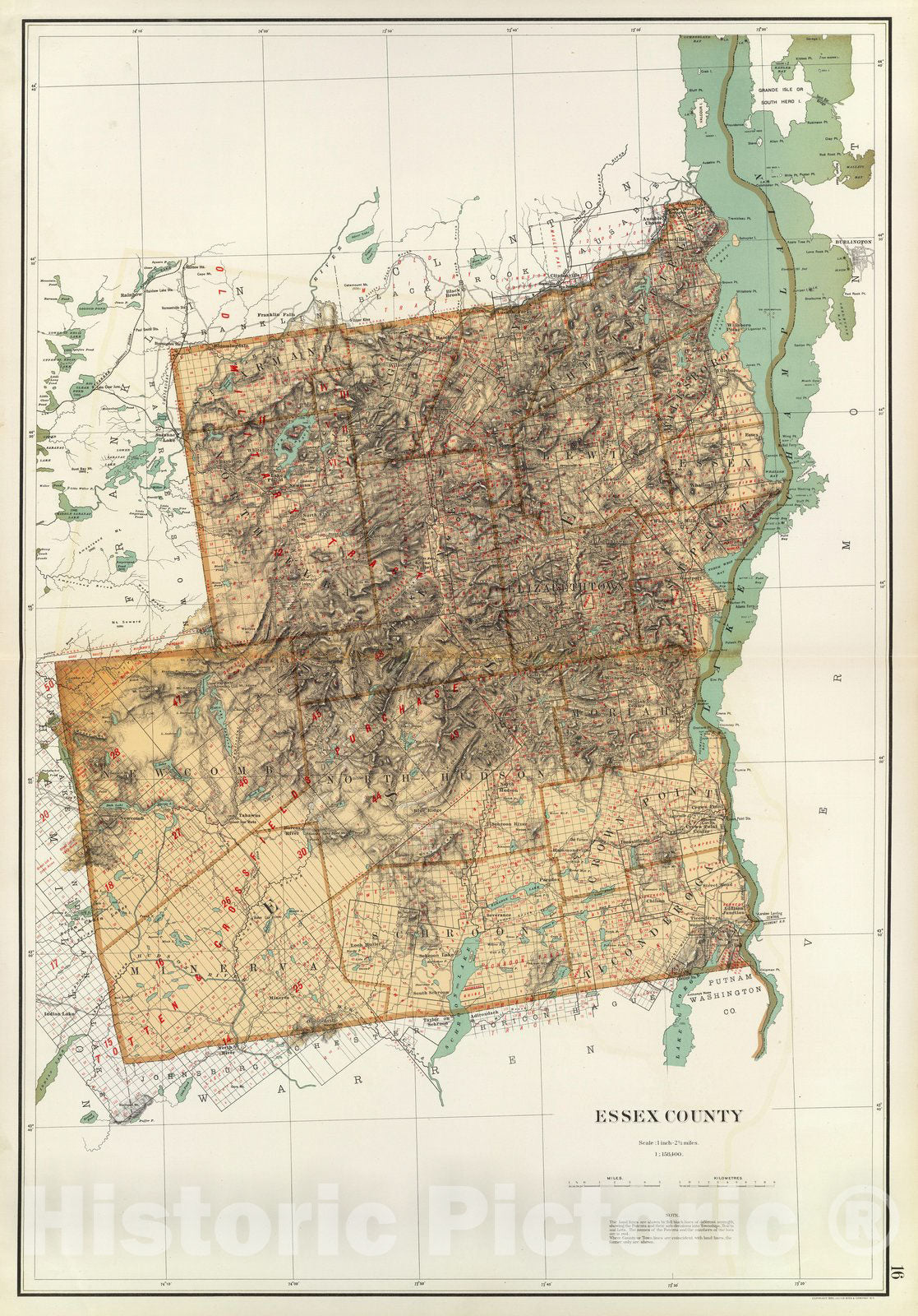 Historic Map : State Atlas Map, Essex County. 1895 - Vintage Wall Art