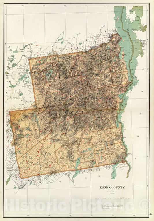 Historic Map : State Atlas Map, Essex County. 1895 - Vintage Wall Art