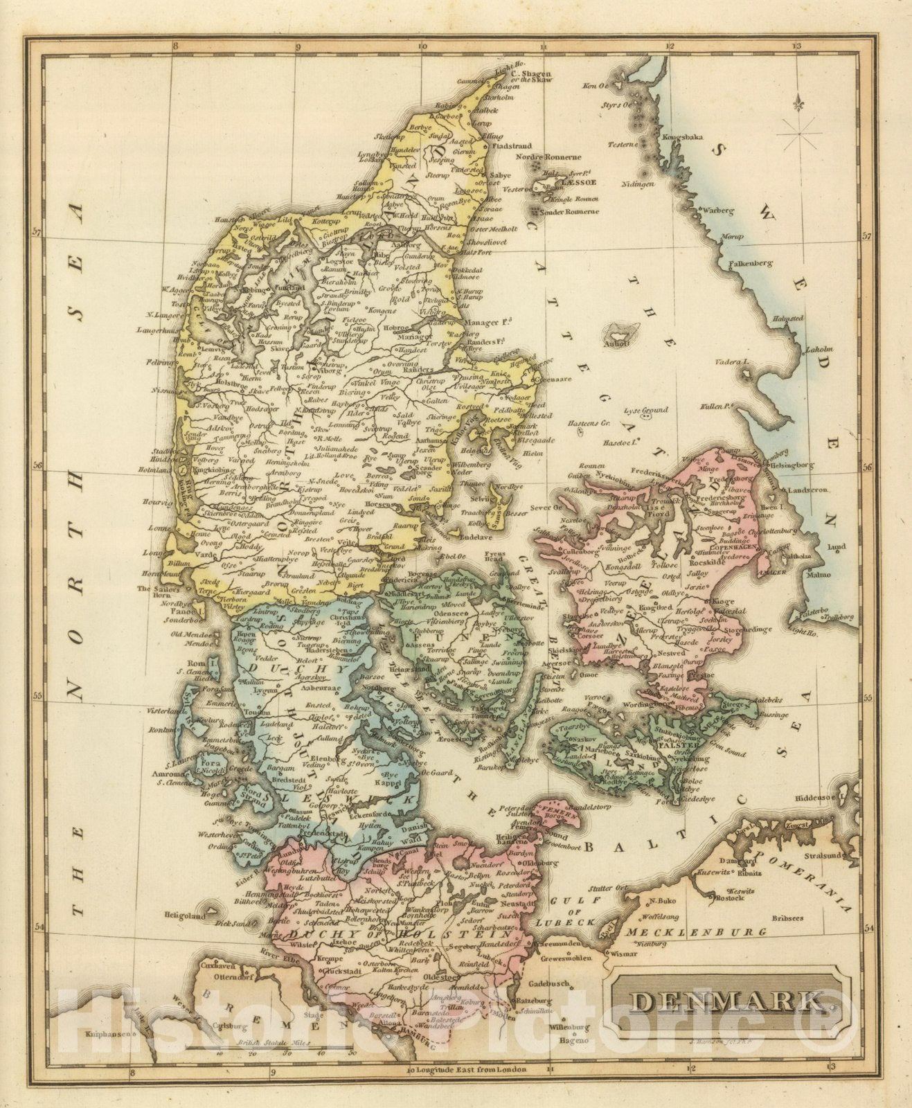 Denmark, 1822 - Historical Map Print
