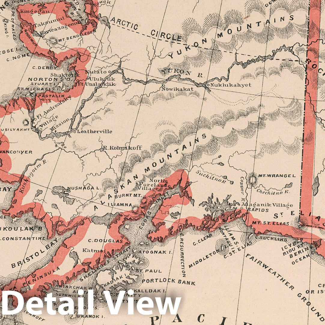Alaska, 1883 - Historical Map Print from Cram's Family Atlas