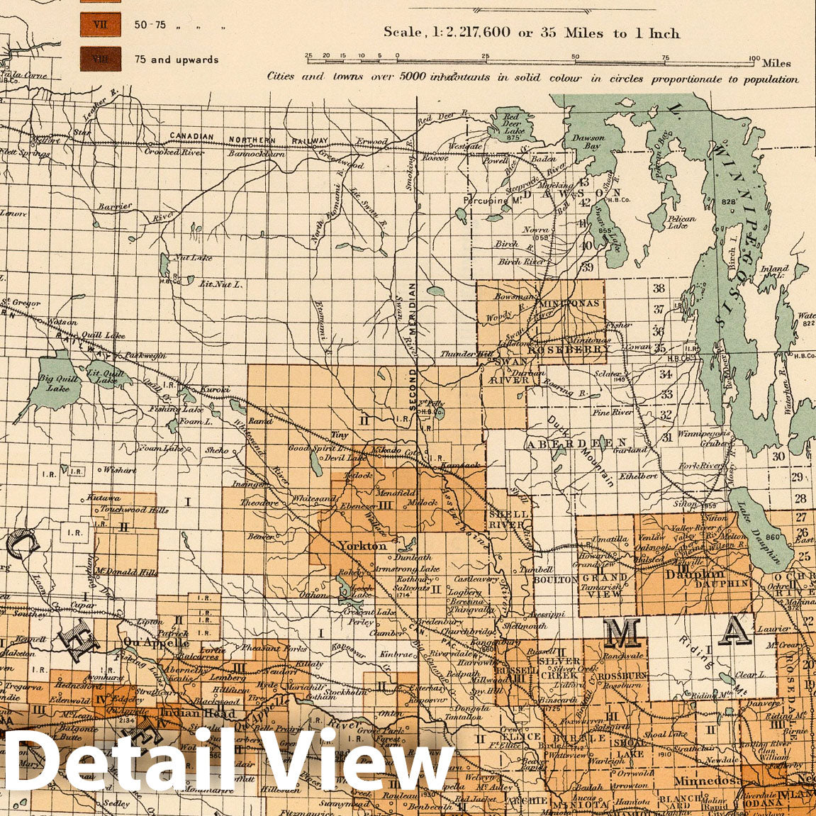 Manitoba and Saskatchewan - Population Map, 1906 - Historical Map Print