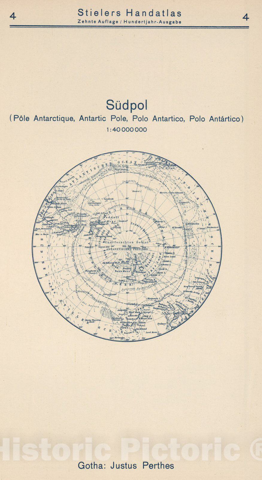 Historic Map : Index Map: 4. Sudpol. Antarctic Pole, 1925 - Vintage Wall Art