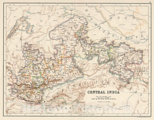 Historic Map : 6: Central India 1894 - Vintage Wall Art