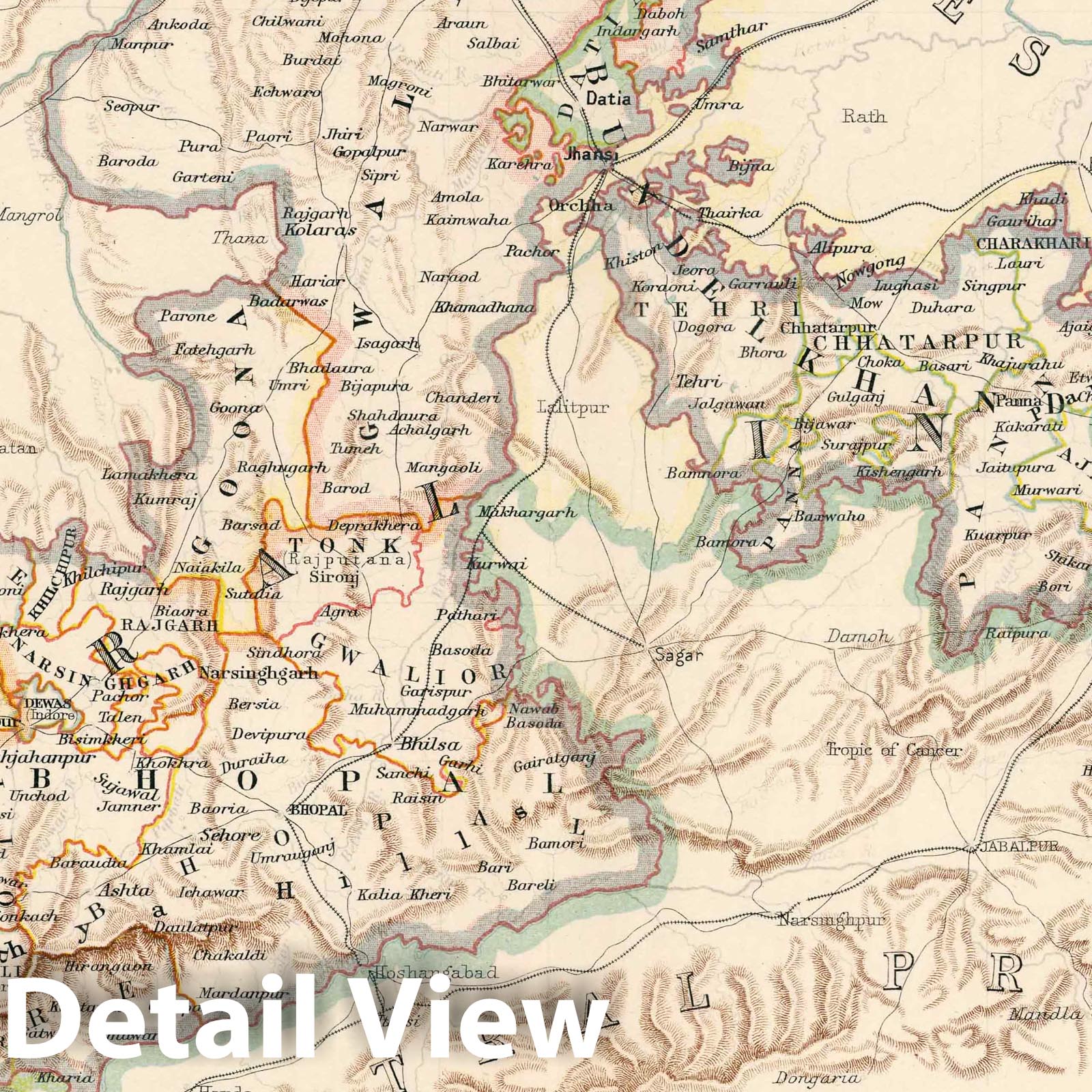 Central India - Railroad Map, 1894 - Historical Map Reproduction