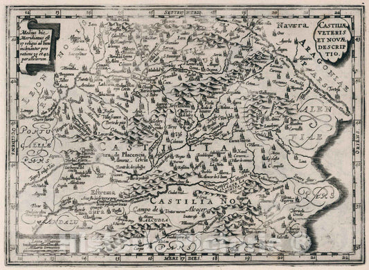 Historic Map : Spain,Castiliae Veteris et novae descriptio 1636 , Vintage Wall Art