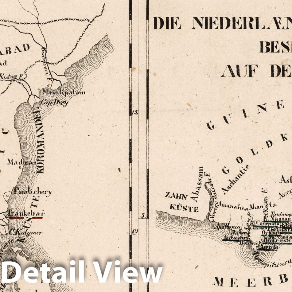 Denmark, Netherlands, Guinea, East Indies 1825 Historical Map Print