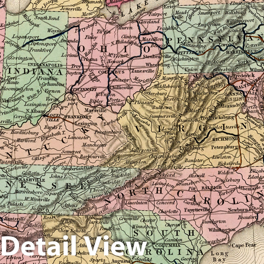 United States, 1839 - Historical Map Print from Tanner's Universal Atlas