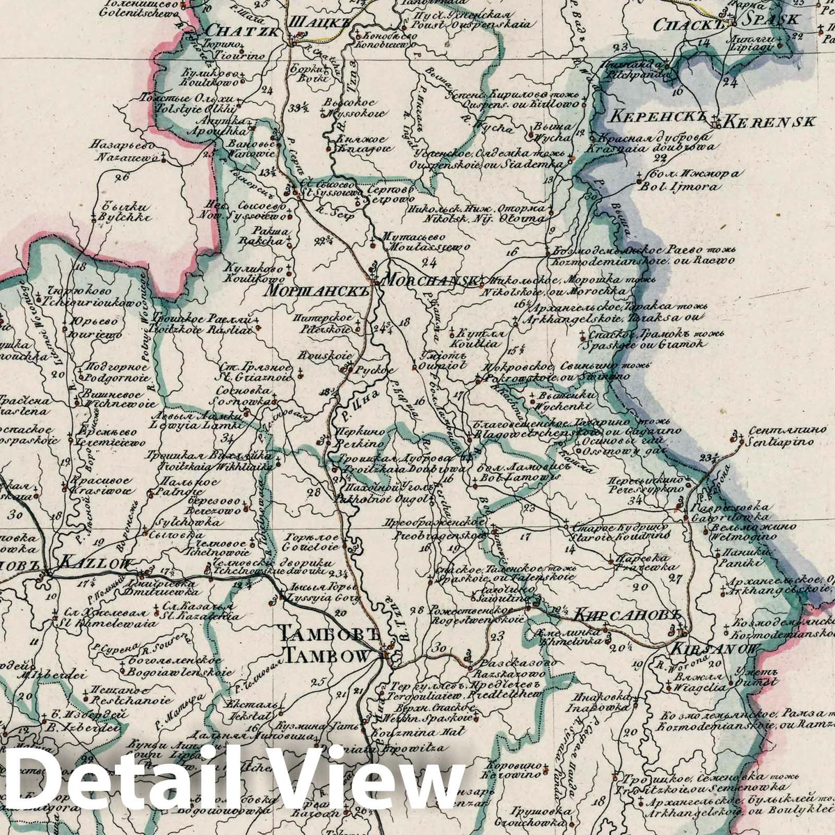 Tambov Oblast, Russia - Plate No. 34, 1829 - Historical Map Print