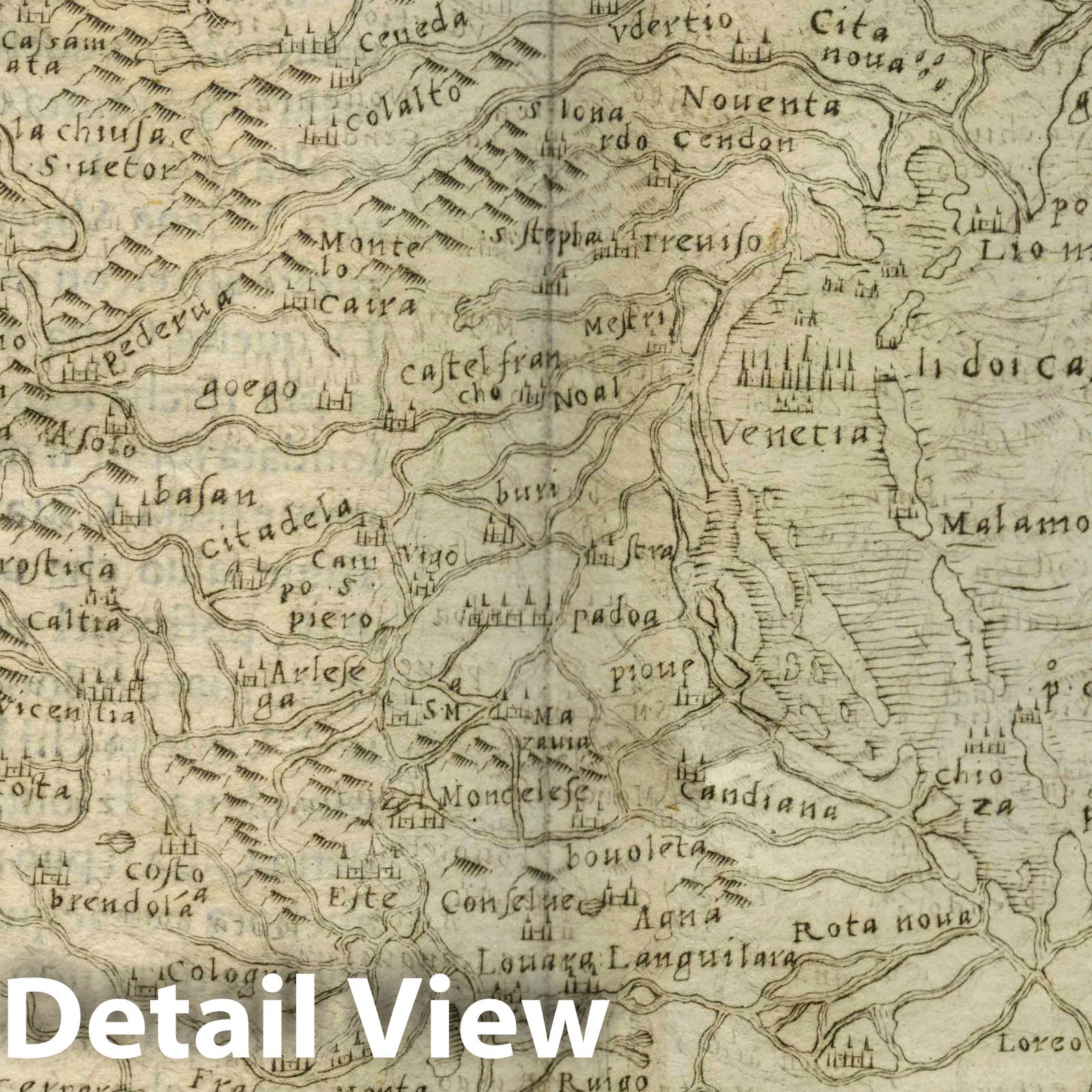 Trevisana Region and Gulf of Venice - Route Map, 1548 - Historical Map Print