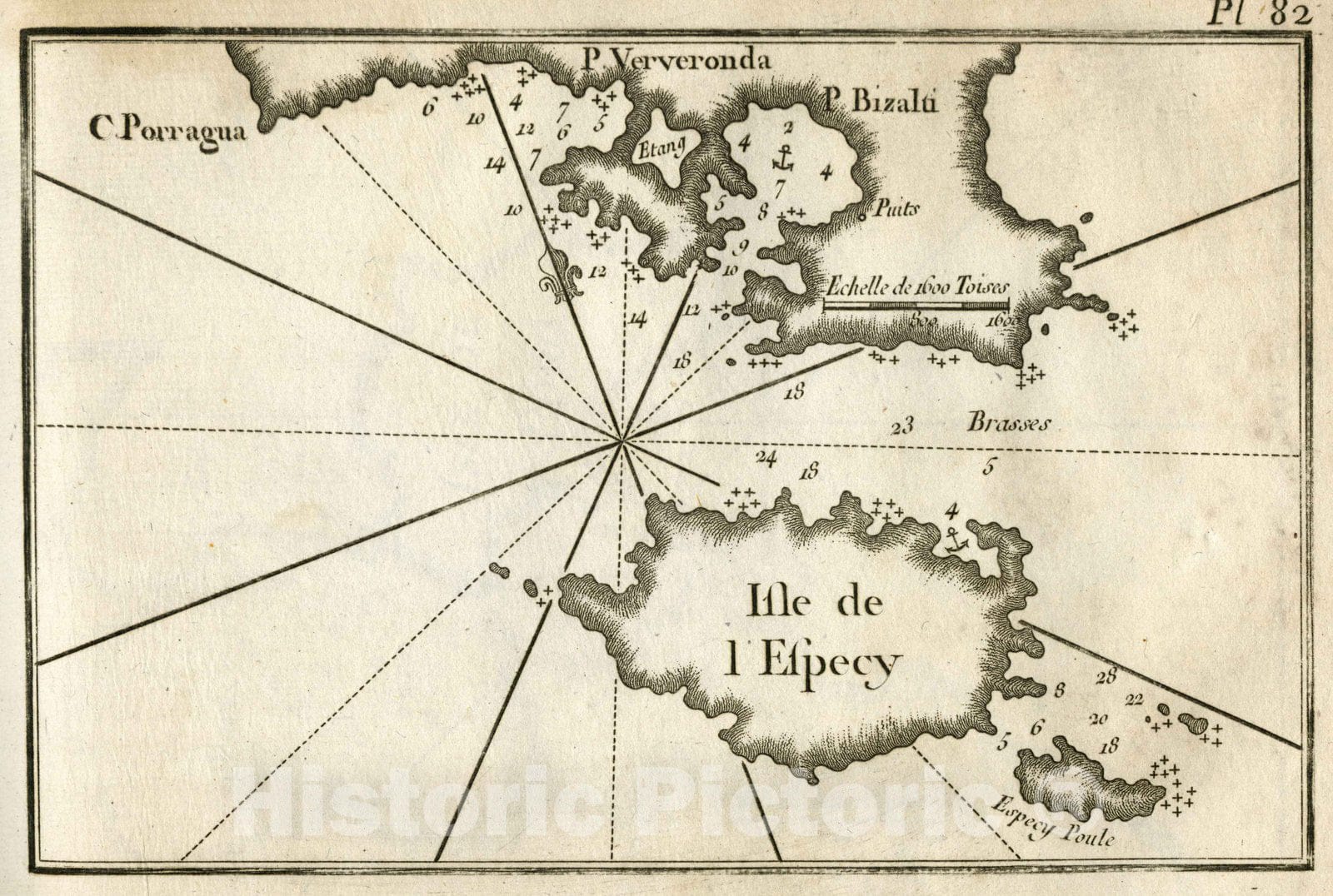 Historic Wall Map : Chart Map, Pl. 82. Especy Island. 1764 - Vintage Wall Art