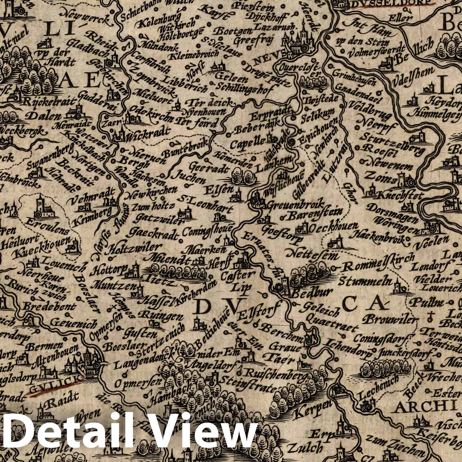 Julich, Germany 1600 Historical Map Print - Matthias Quad Atlas