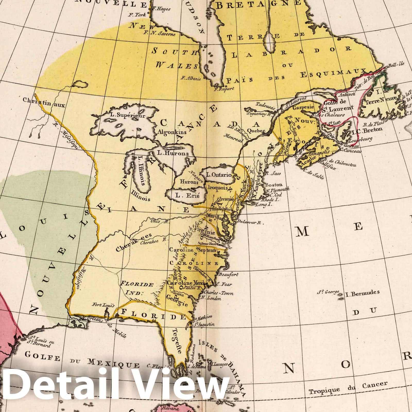 North America 1754 - Historical Map Print from Palairet's Atlas