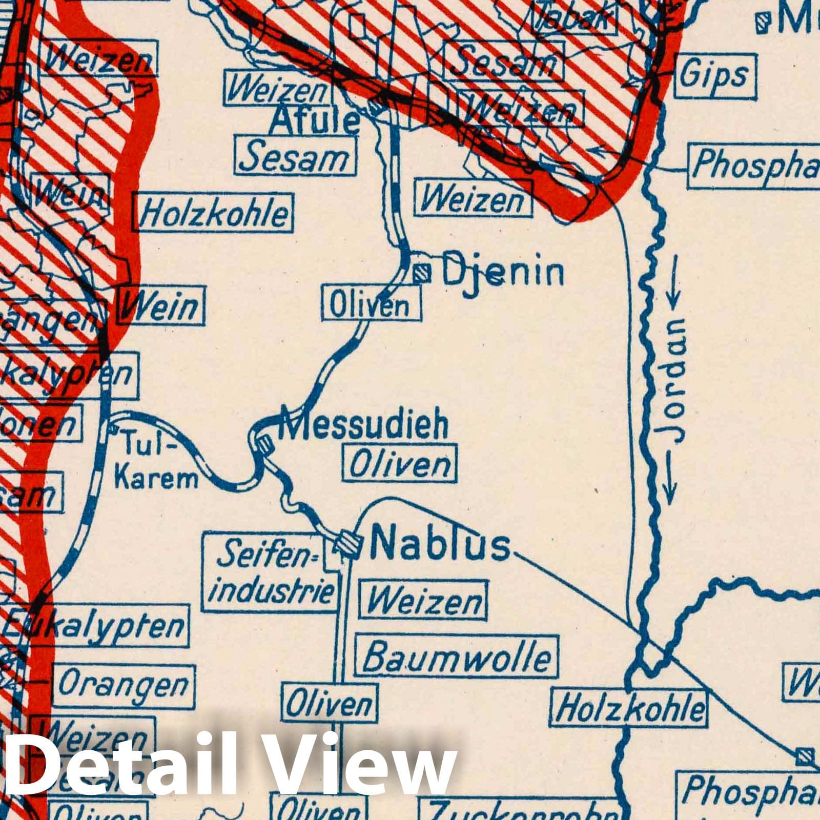 Jewish Settlements: Israel and Palestine, 1926 - Historical Map Print