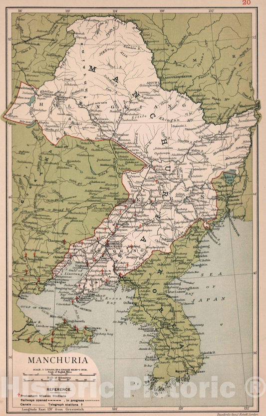 Historic Map : Manchuria. Stanford's Geographical Establishment 1908 - Vintage Wall Art