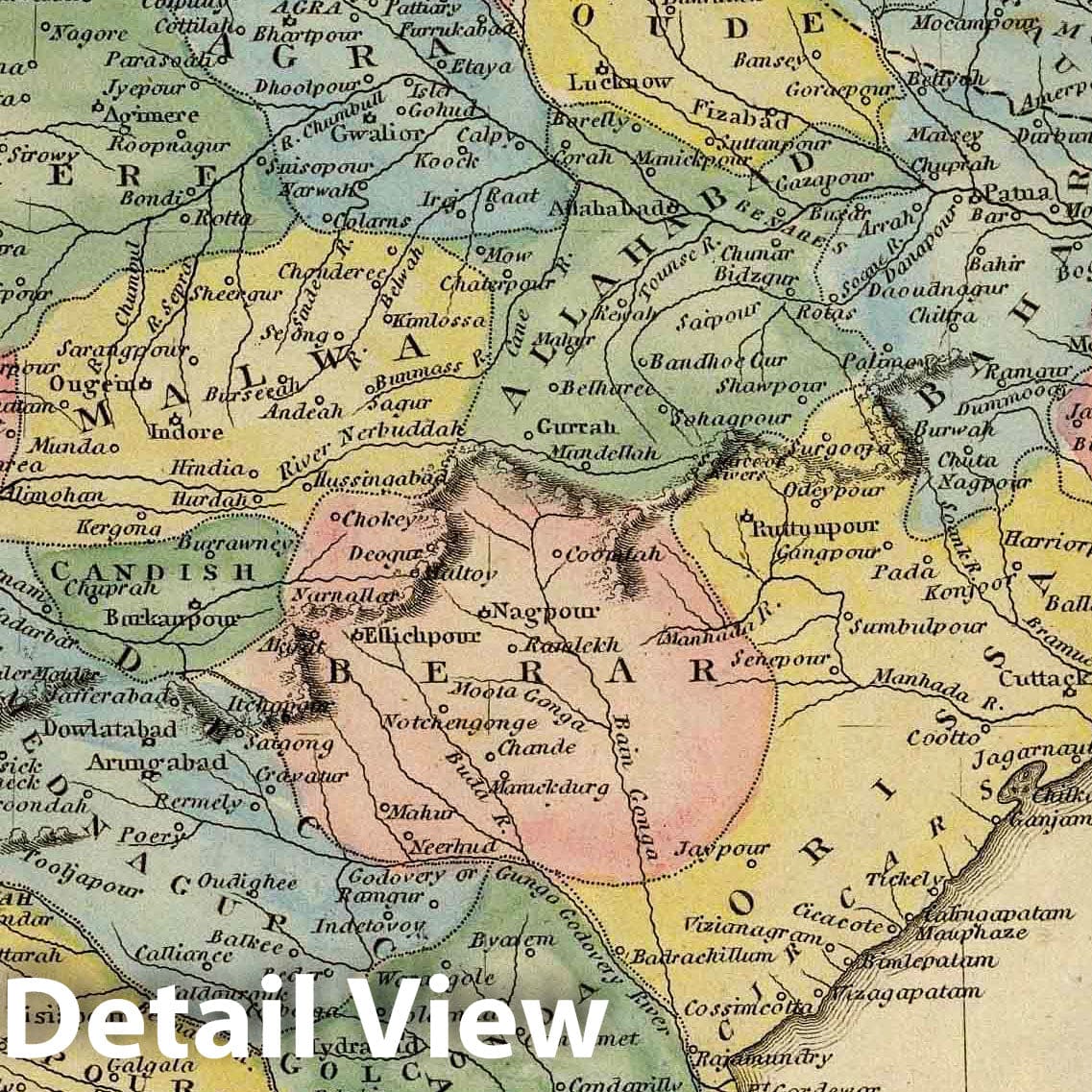 India - River Map, 1823 - Historical Map Print