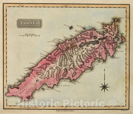 Historic Map : World Atlas Map, Tobago. 1823 - Vintage Wall Art