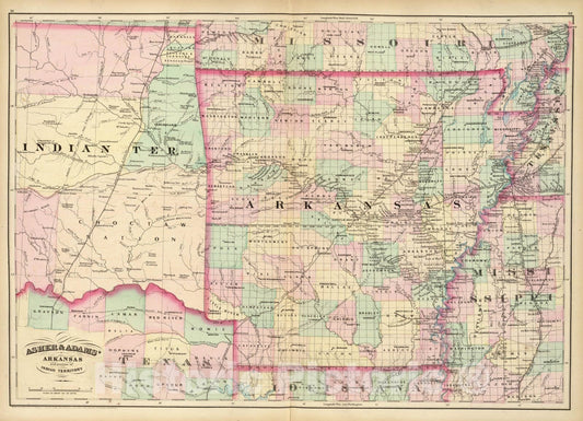 Historic Map : Arkansas, Indian Terr. 1874 - Vintage Wall Art