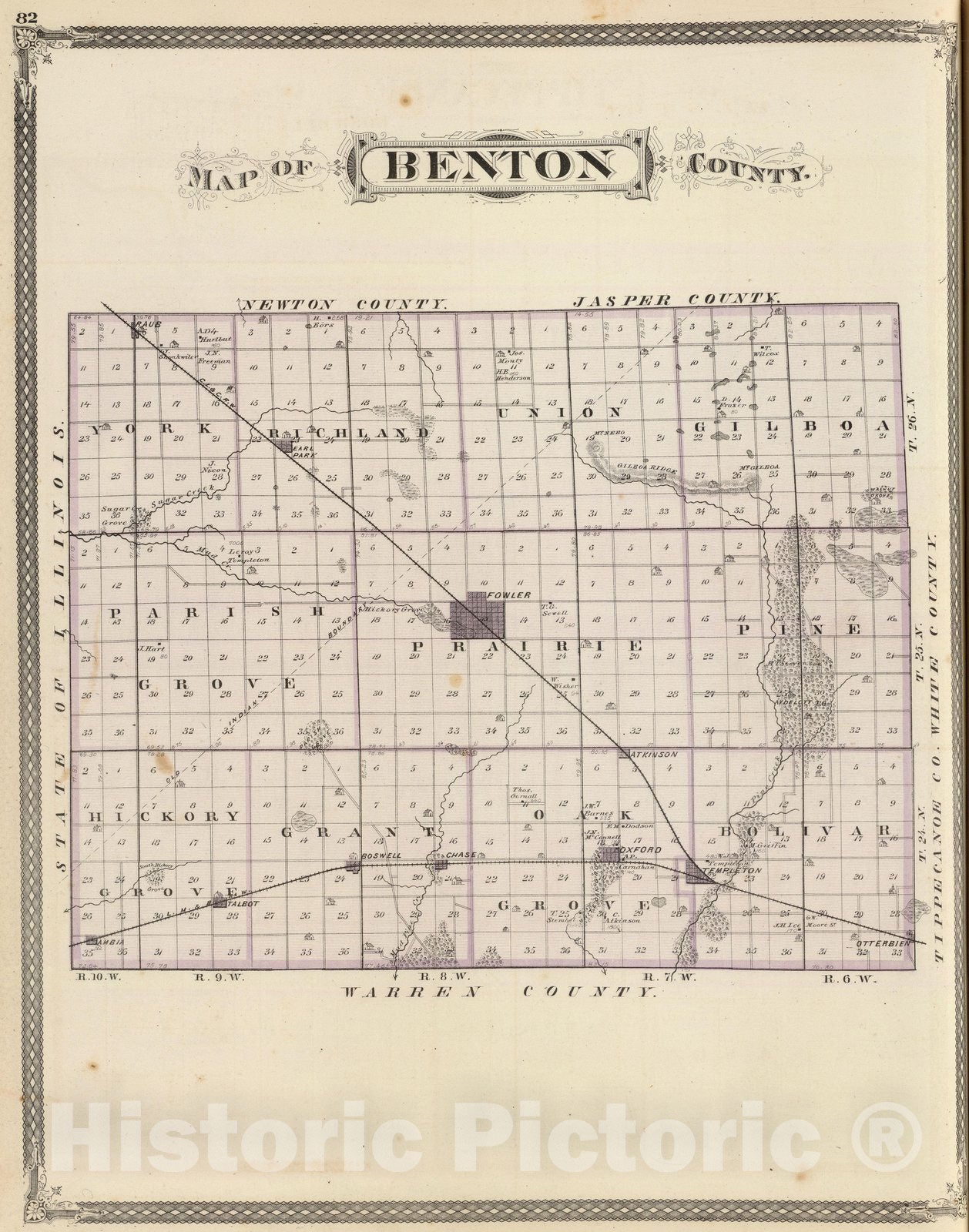 Historic Map : Map of Benton County, 1876 - Vintage Wall Art