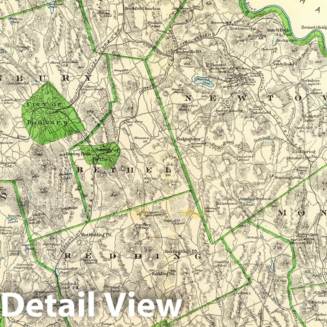 Historic Map : State Atlas Map, Fairfield Co. N. 1893 - Vintage Wall Art