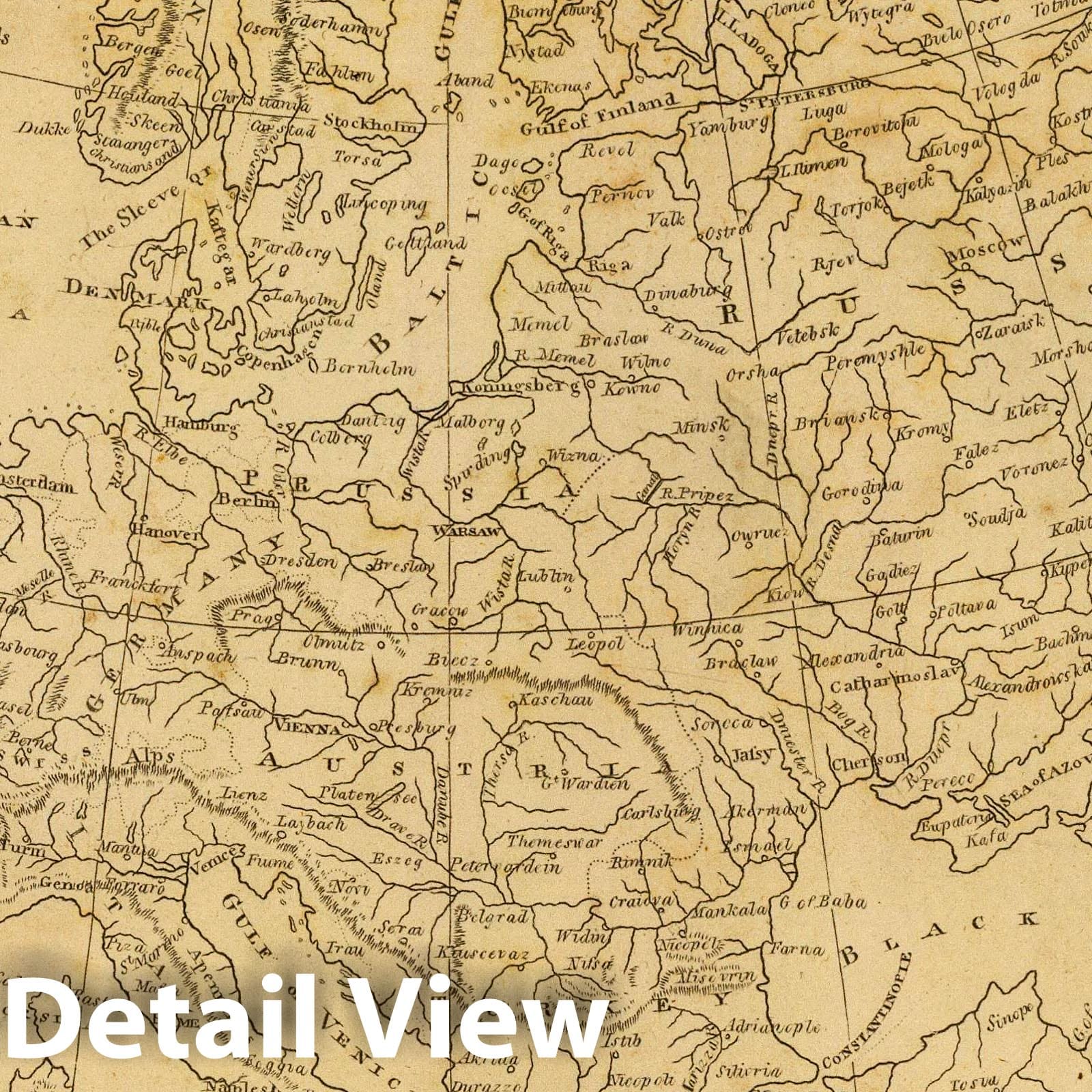 River Map, 1812 - Europe Historical Map Print