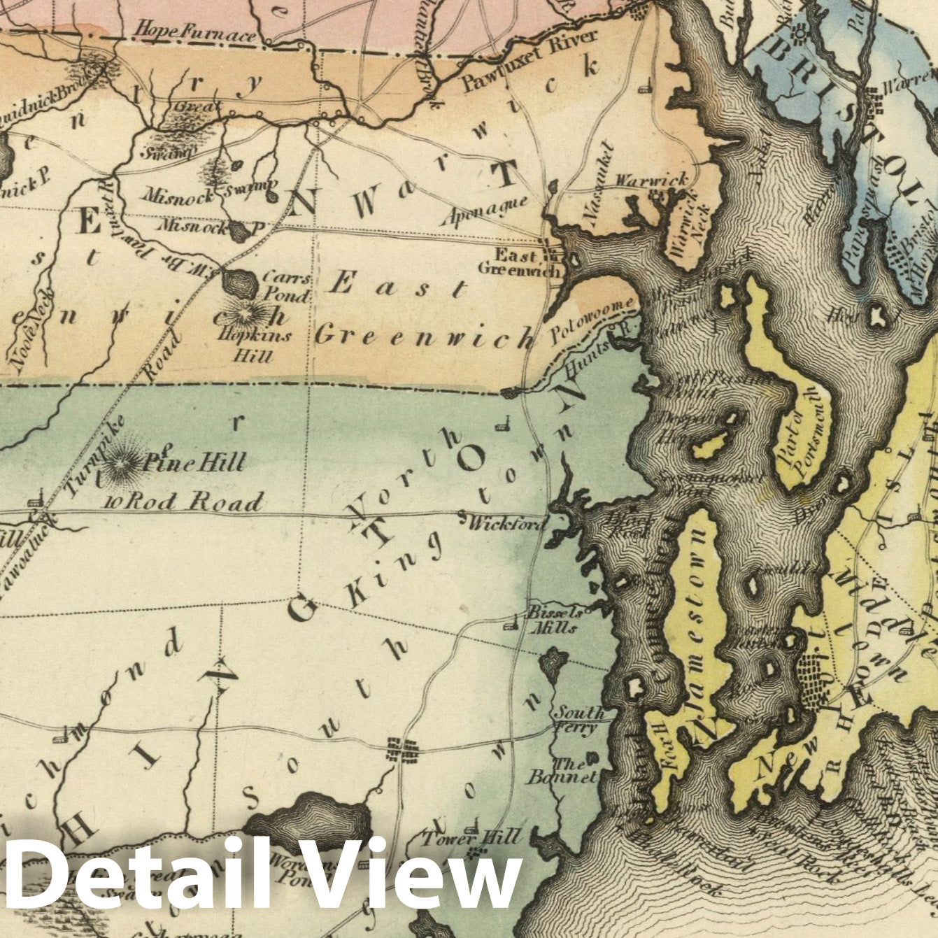Rhode Island, 1822 - Hand-Colored Historical Map Print