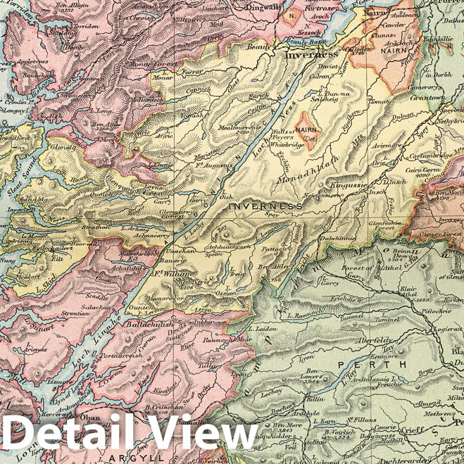 Scotland with Glasgow and Edinburgh Insets - 1891 Historical Railroad Map