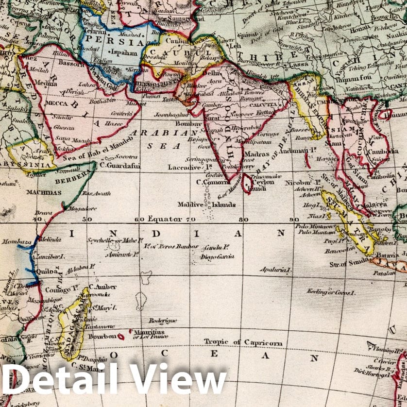 Eastern Hemisphere - River Map, 1832 - Historical Map Print