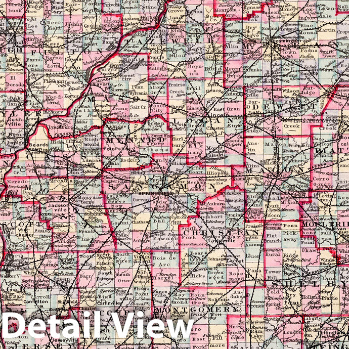 Illinois with Cook County and Chicago Vicinity Plan - Railroad Map, 1867