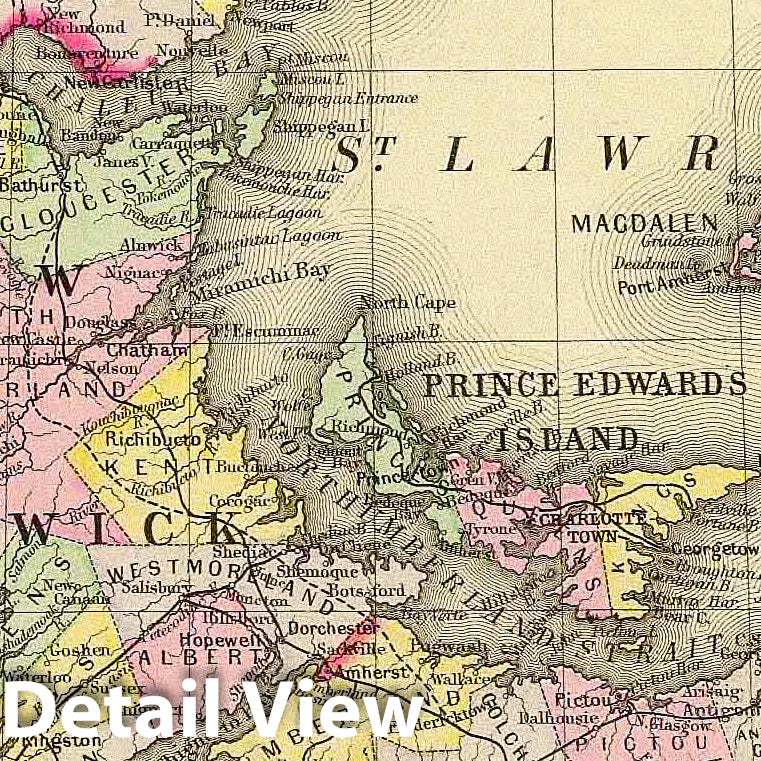 Nova Scotia, New Brunswick, and Prince Edward Island - River Map, 1890