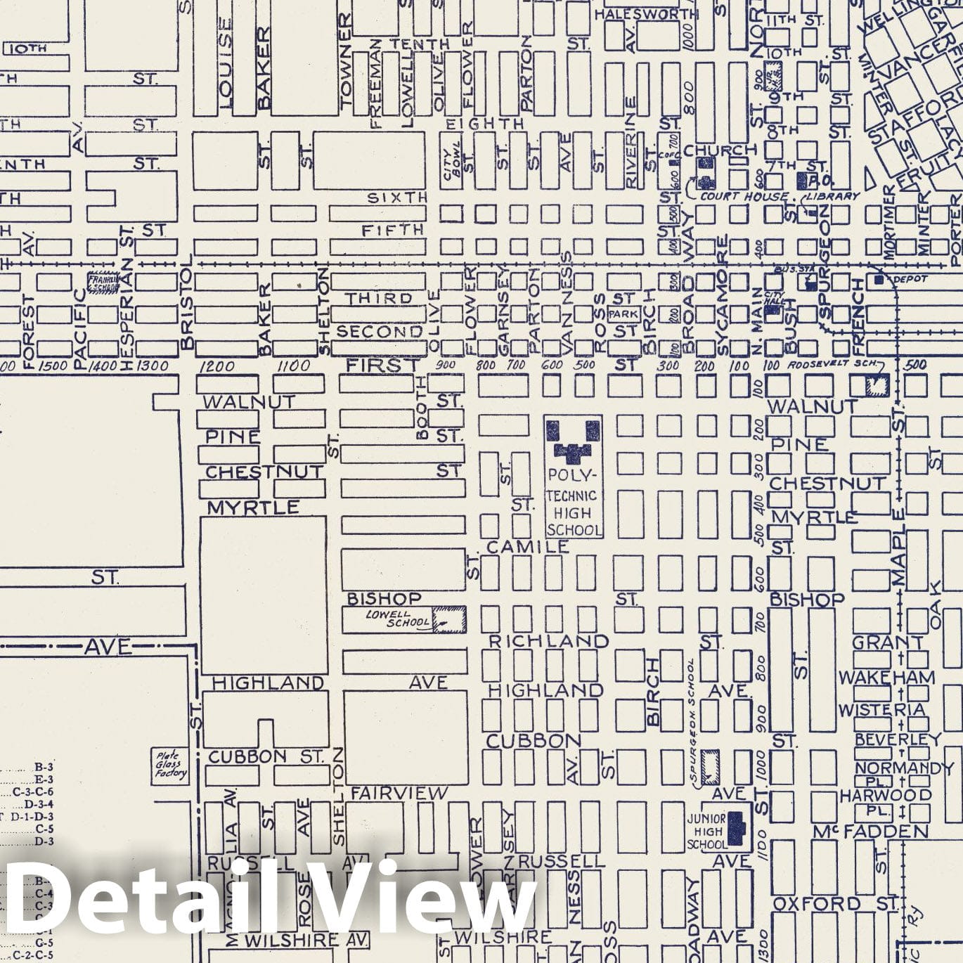 Santa Ana, California - Road Map, 1938 - Thomas Bros. Atlas Print