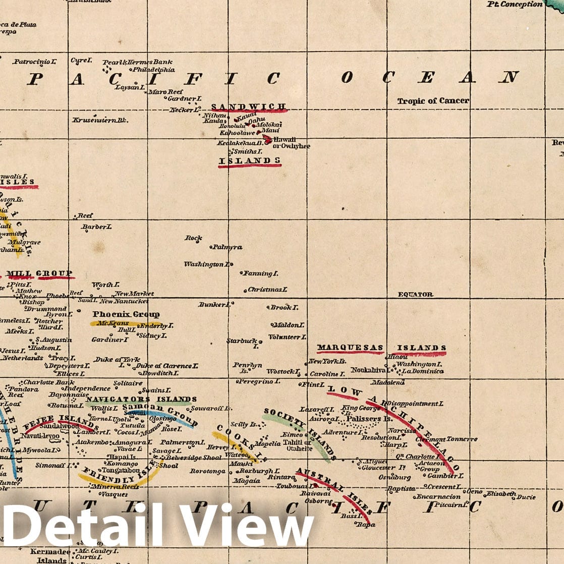 Pacific Ocean, 1856 - Historical Map Print from Morse's General Atlas