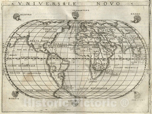 Historic Map : World Atlas Map, Universale Novo 1548 - Vintage Wall Art