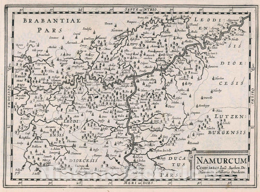 Historic Map : Belgium,Namurcum comitatus 1636 , Vintage Wall Art