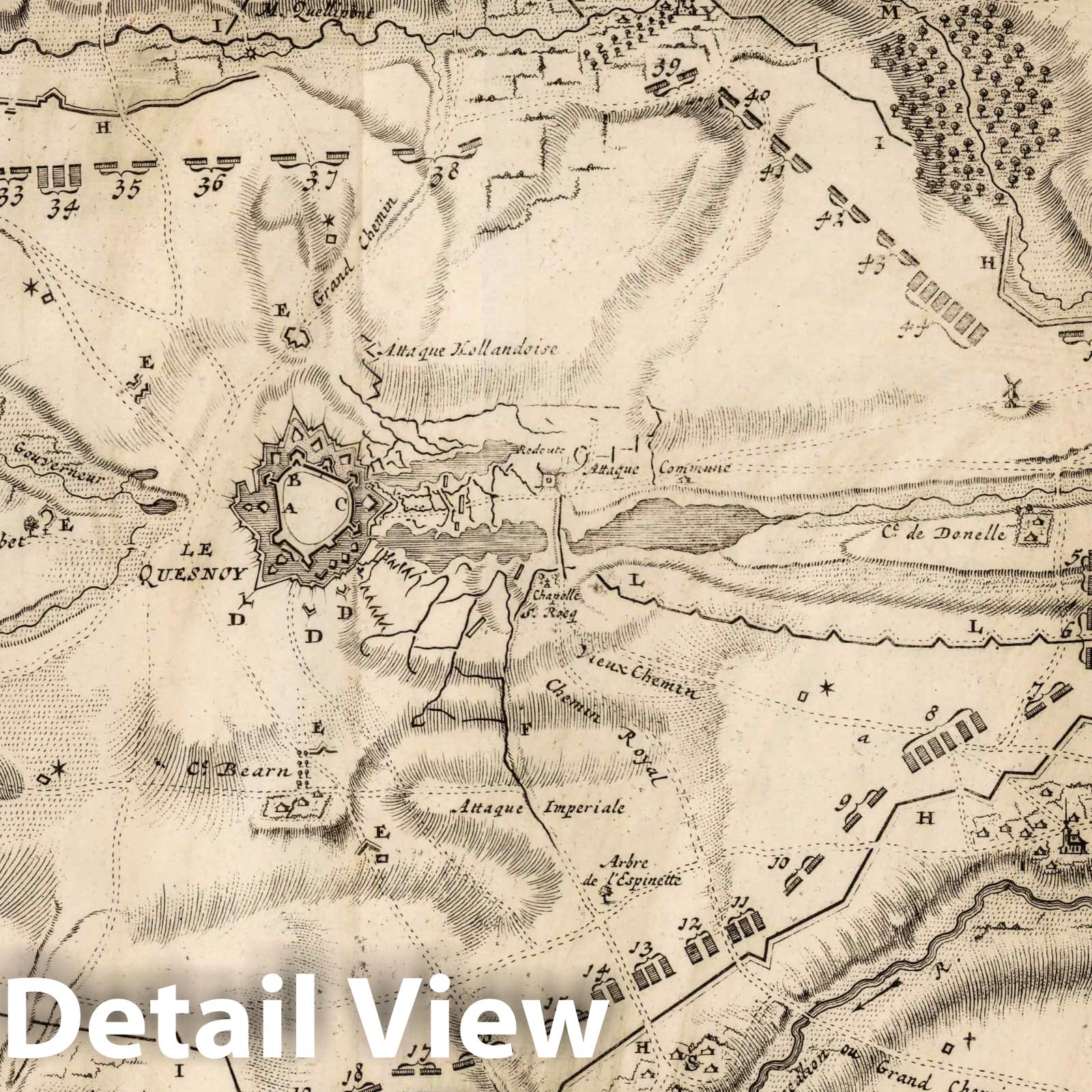 Quesnoy, France - Plate No. 61, 1712 - Historical Siege Map Print