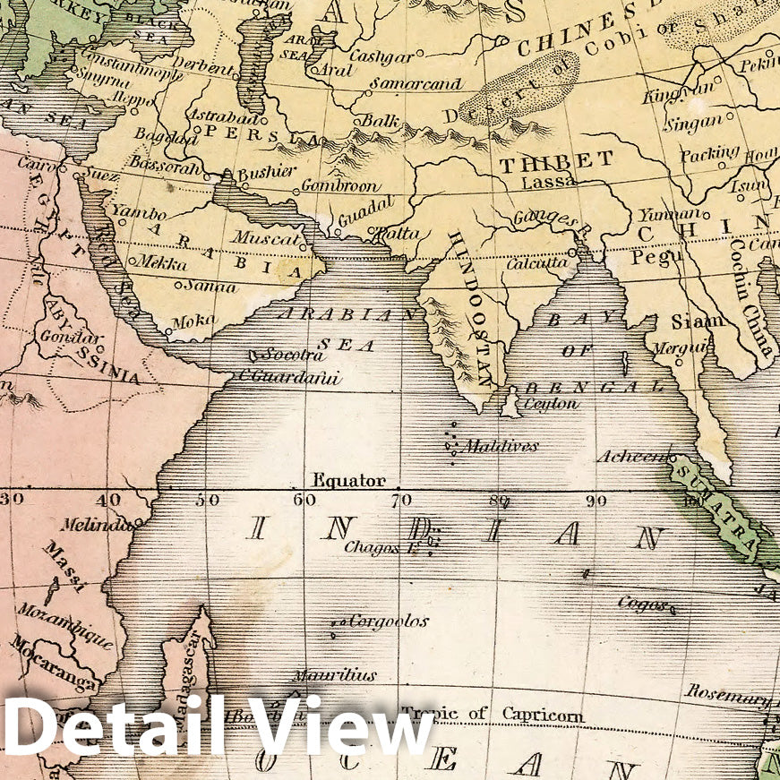 Eastern Hemisphere, 1838 - Historical Map Print