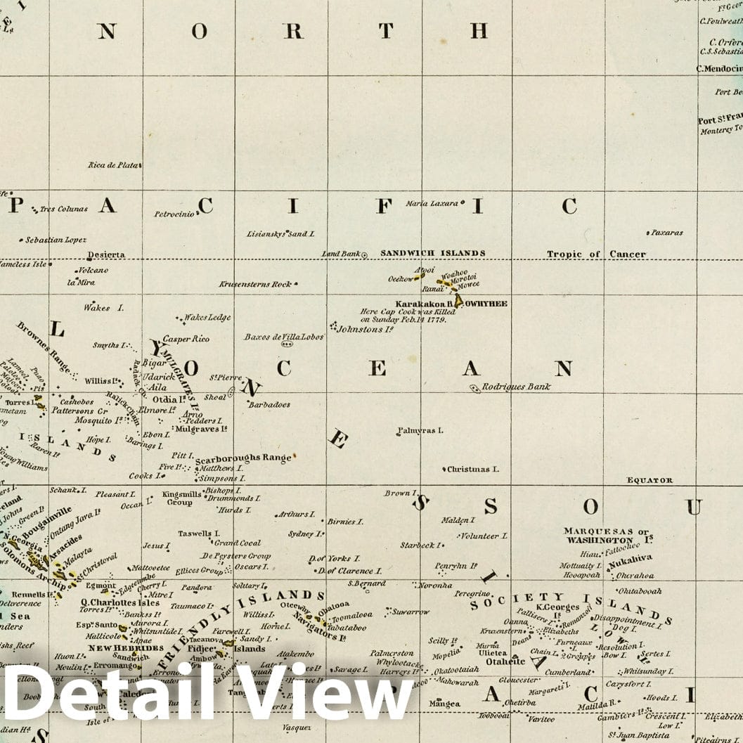 Pacific Ocean, 1836 - Historical Map Print