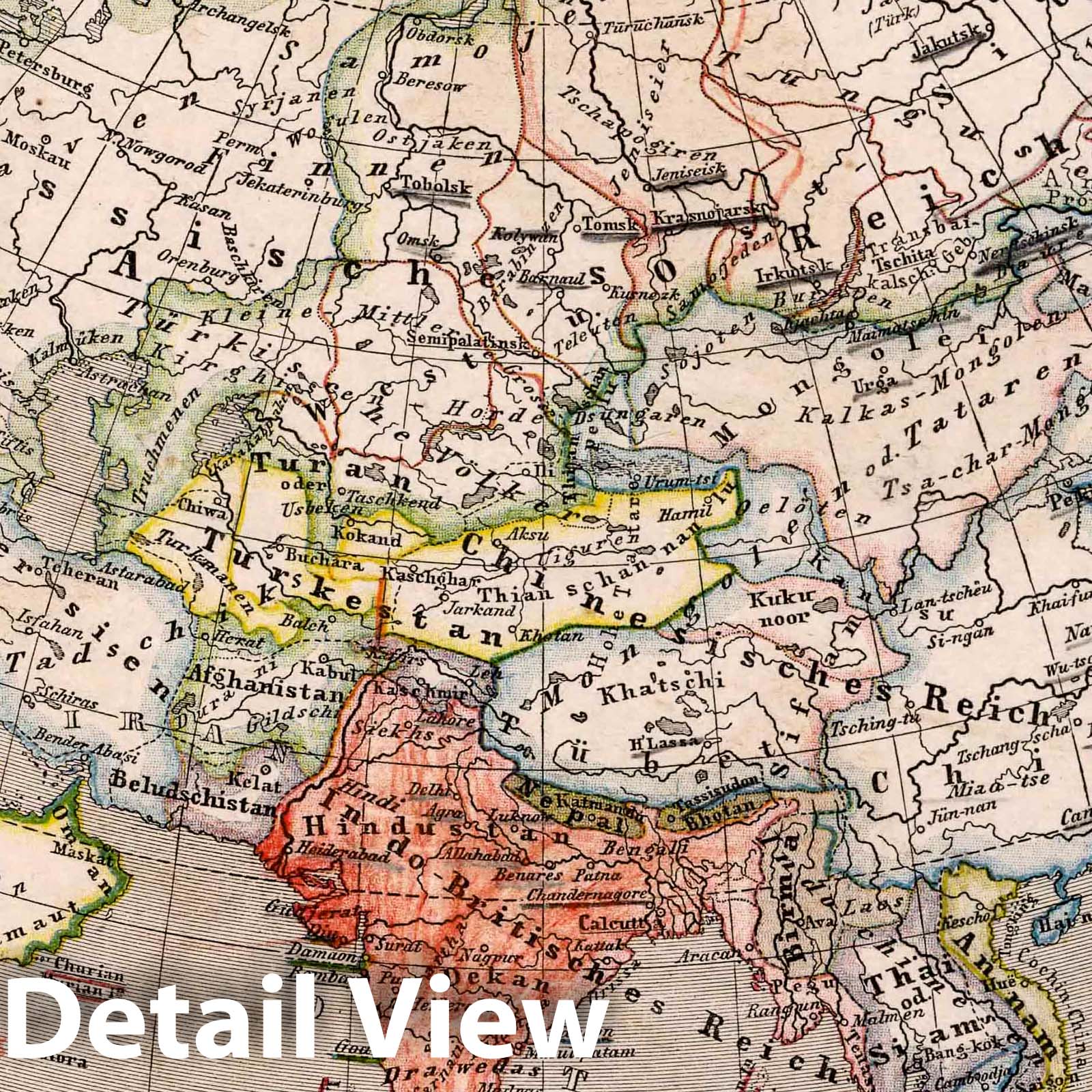 Asia, 1872 - Historical Map Print