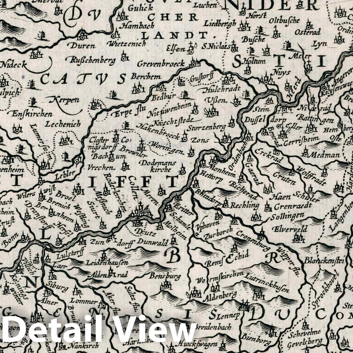 Cologne, Archbishopric - River Map, 1636 - Historical Map Print