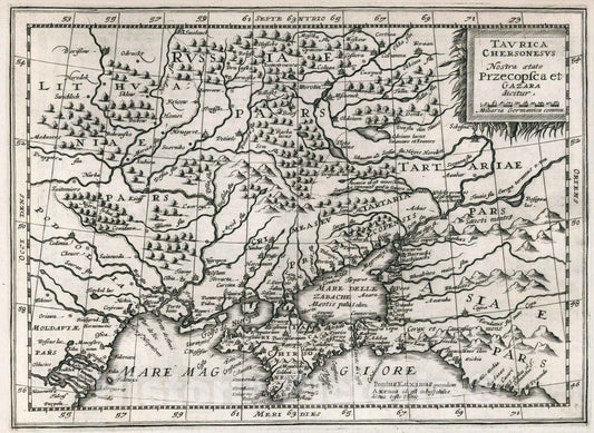 Historic Map : Russia,Taurica Chersonesus : Nostra aetate Przecopsca, et Gazara dicitur 1636 , Vintage Wall Art