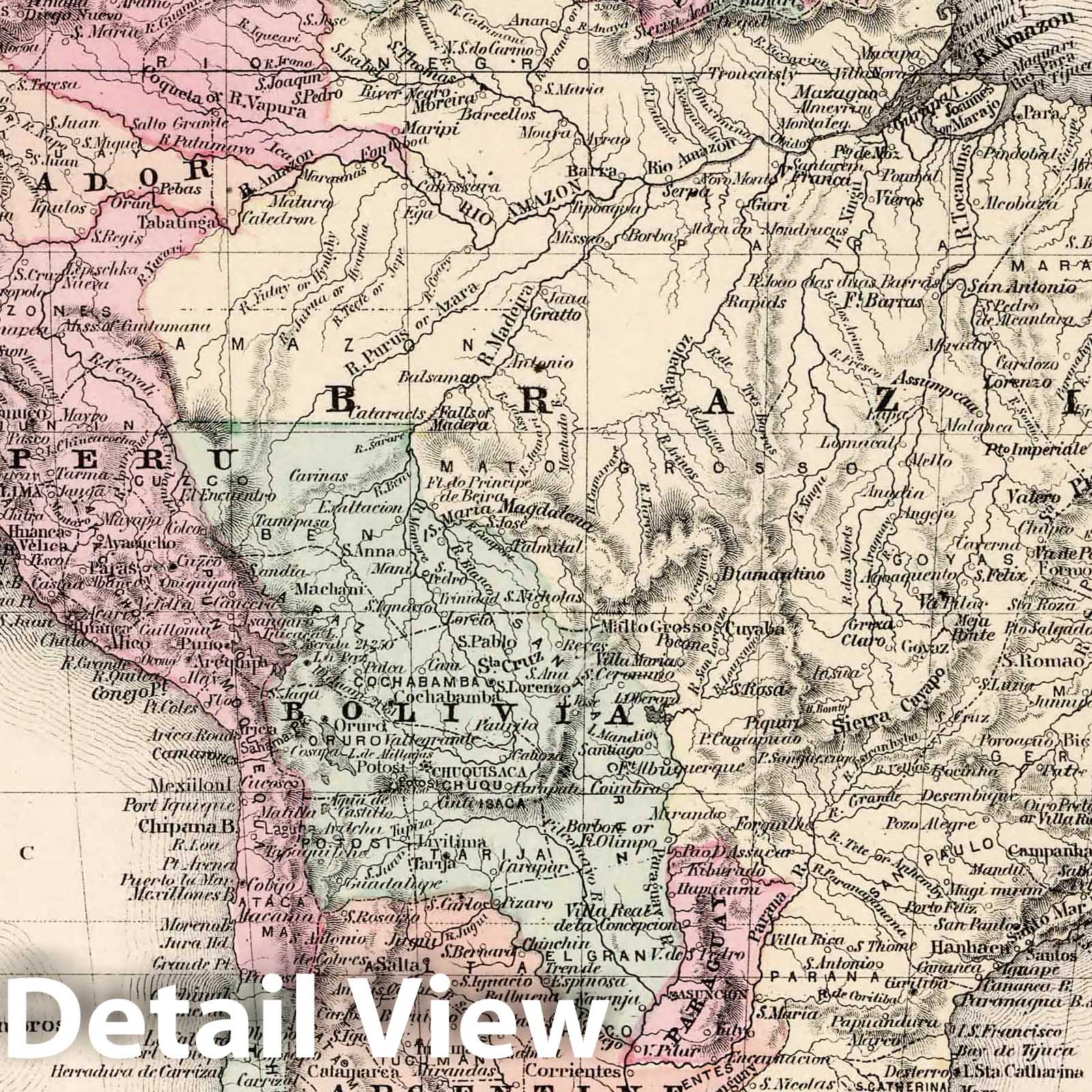 South America - Survey Map, 1874 - Historical Map Print