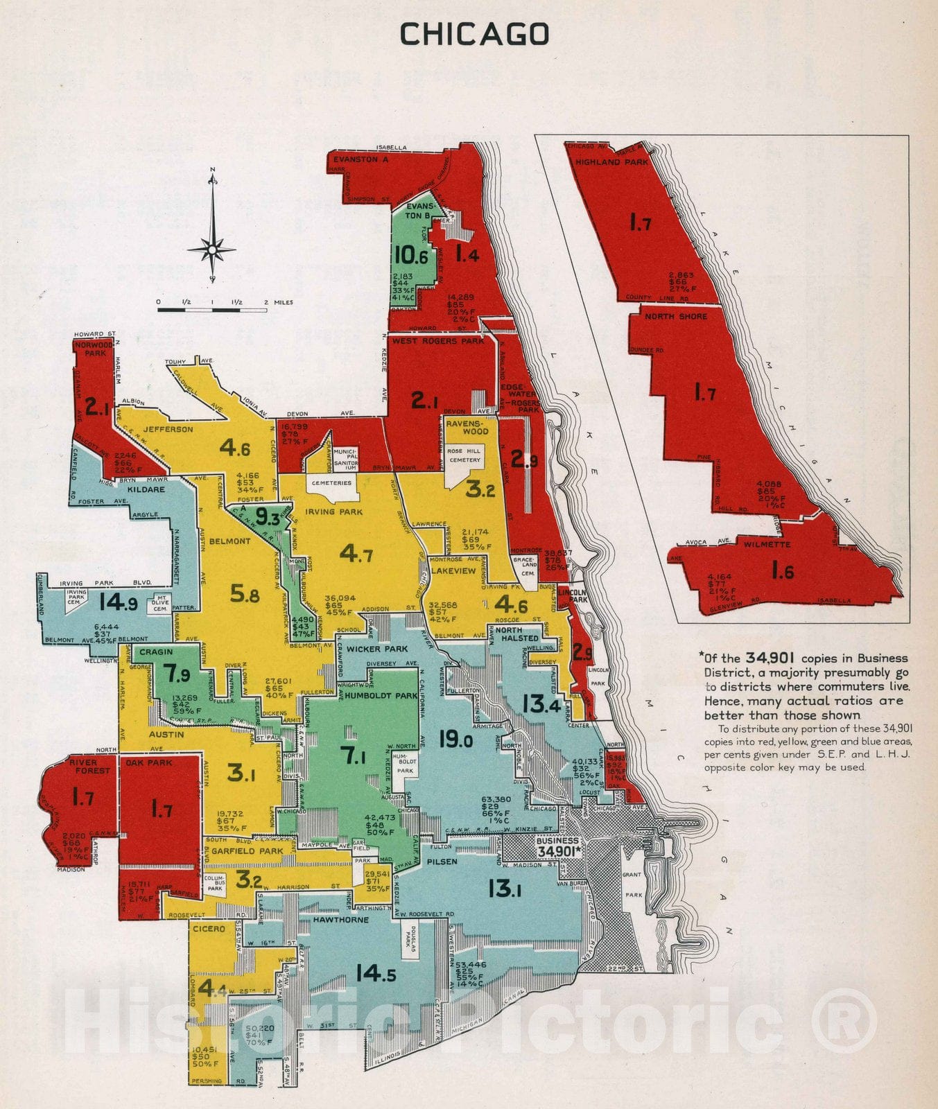 Historic Map : Chicago. 1932 v1 Vintage Wall Art