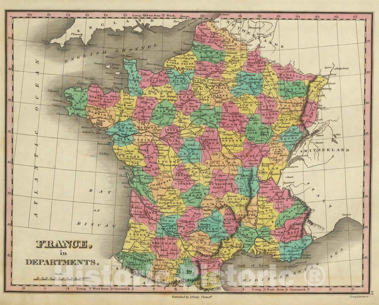 France, 1831 Historical Map Print - Finley's New General Atlas