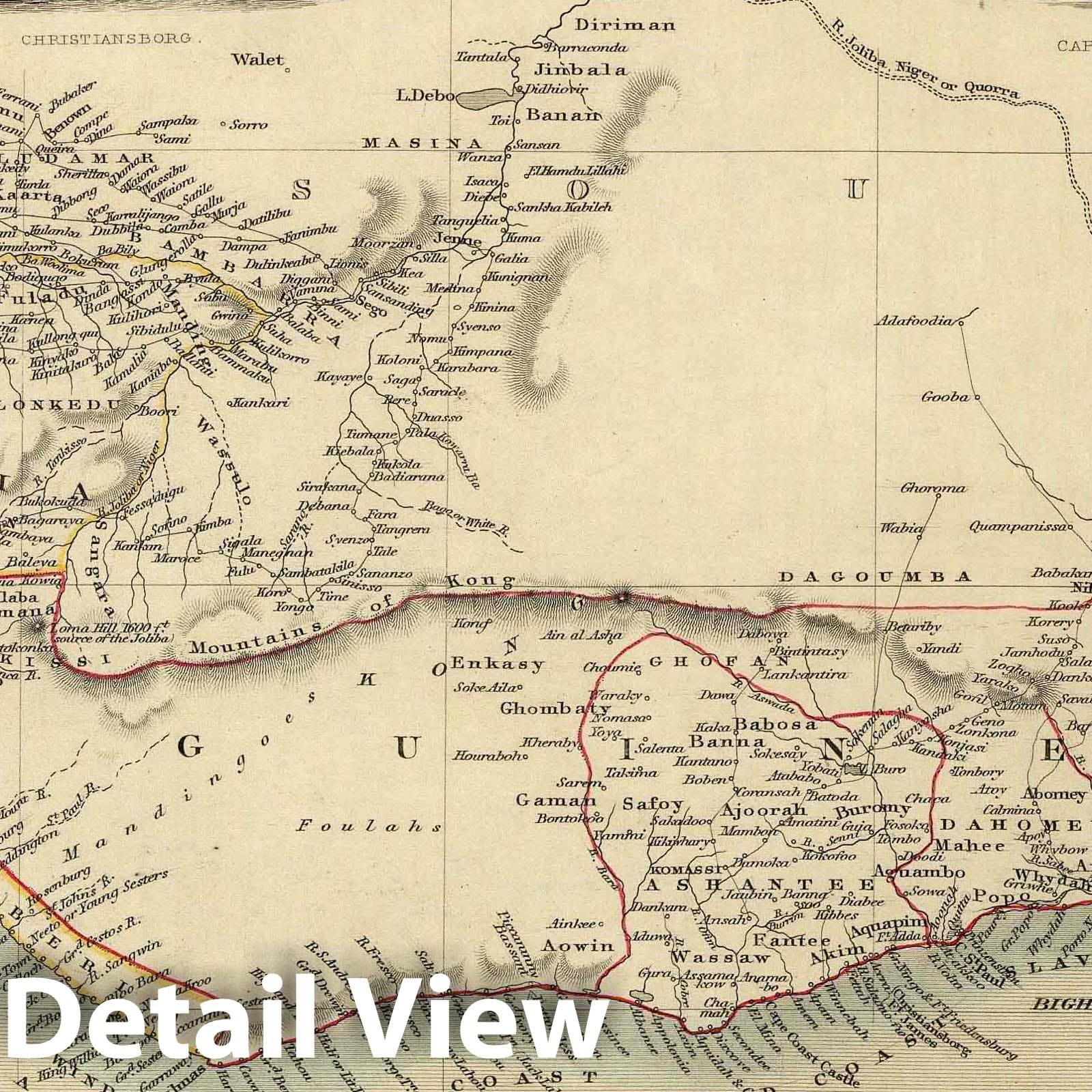 West Africa, 1851 - Hand-Colored Historical Map Print