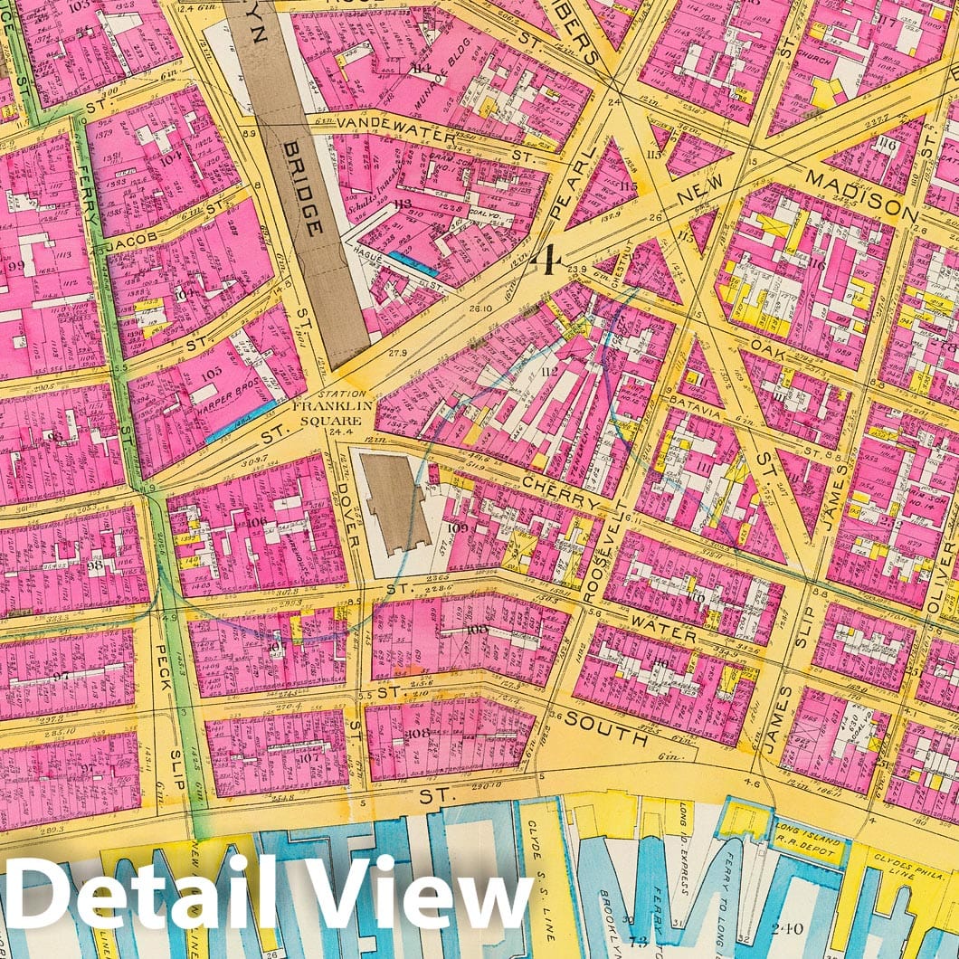 Manhattan Fire Insurance Map 1891 - New York City Wards 2, 4 & 7